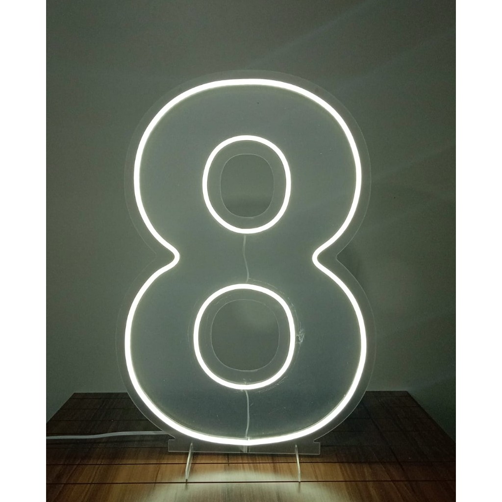 Painel Led Neon Número Oito 8 - 50cm altura em acrilíco em Oferta na Shopee
