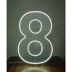 Painel Led Neon Número Oito 8 - 50cm altura em acrilíco