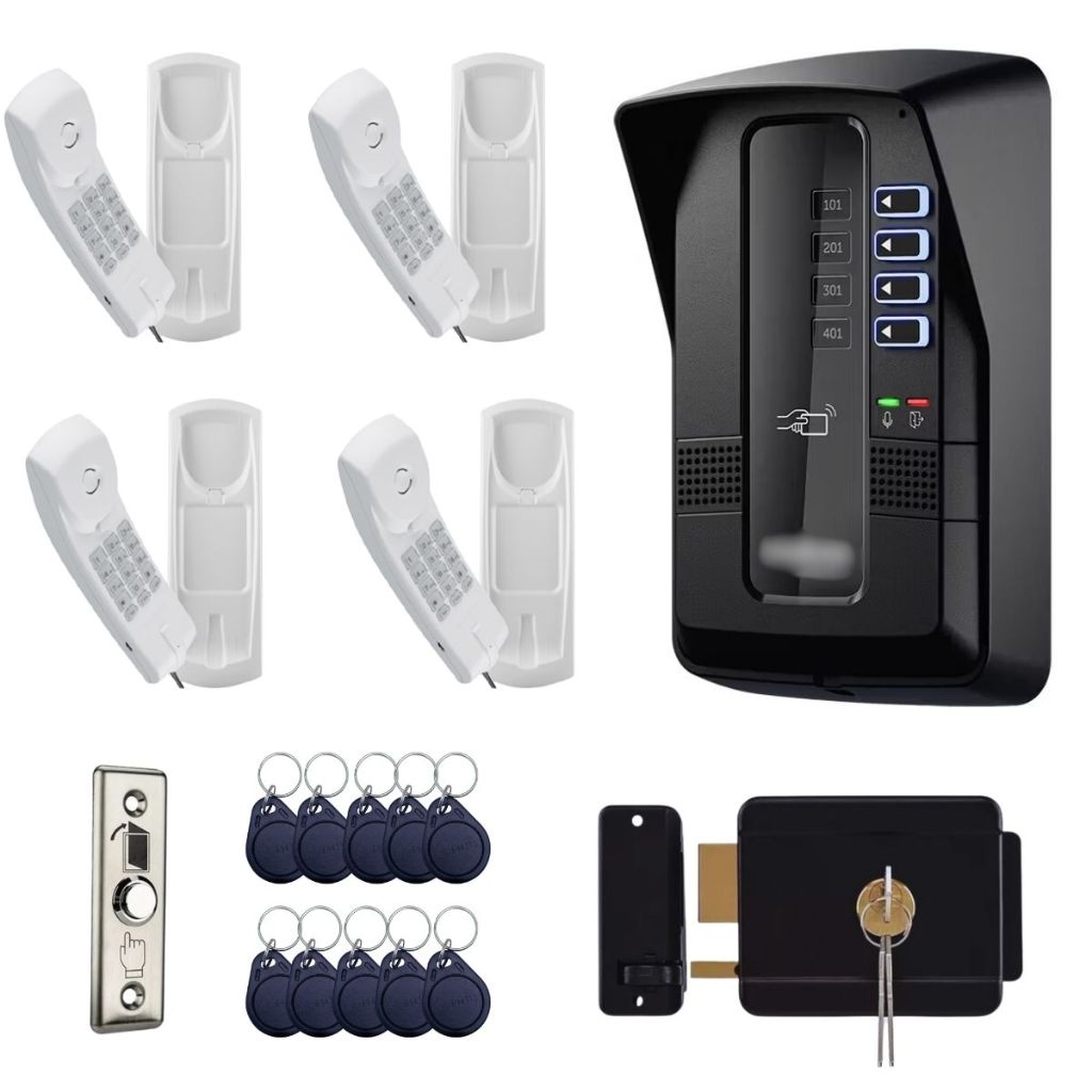 Porteiro Coletivo Interfone Predio Residencial 4 Pontos Intelbras Com Fechadura Eletronica