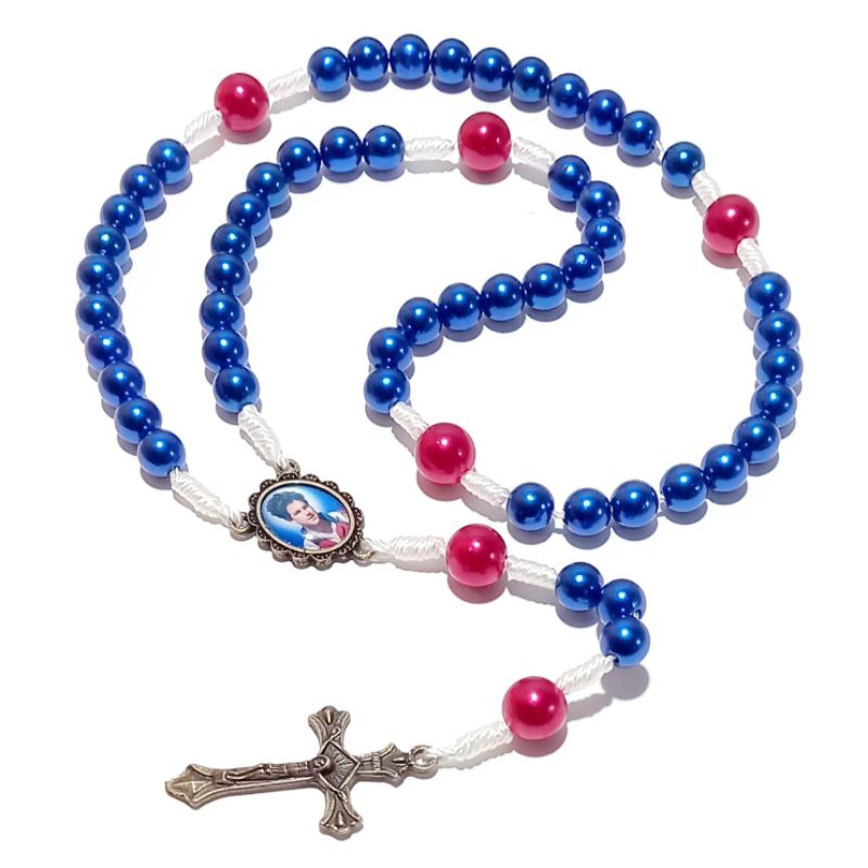 Terço São Carlo Acutis Beato Santo Rosário Católico Ouro Velho Contas Pérola 8mm