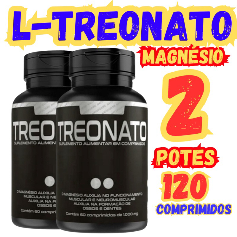 Kit 02 potes Magnésio de Treonato treonina 120 comp.Natuforme