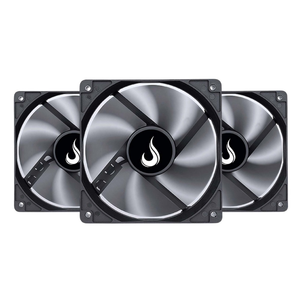 Kit 3 Cooler Fan 1500 RPM Sem Led | Para Gabinete 120mm 12cm | Rise Mode Gamer Black