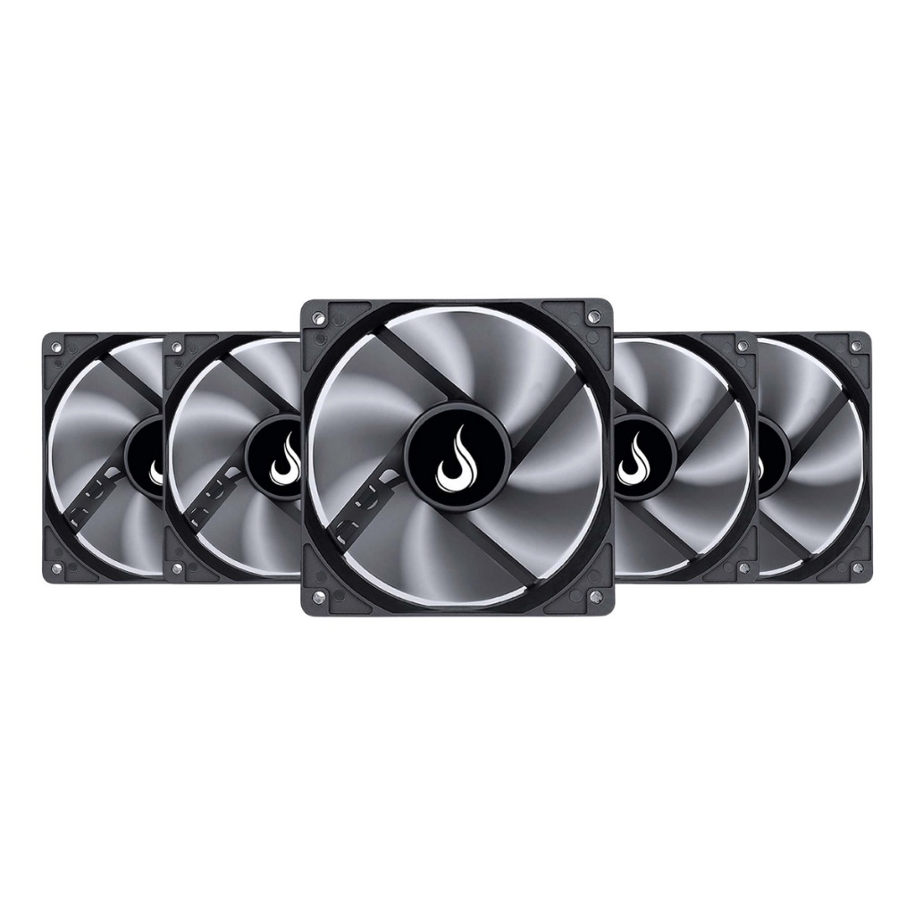 Kit 5 Cooler Fan 1500 RPM Sem Led | Para Gabinete 120mm 12cm | Rise Mode Gamer Black