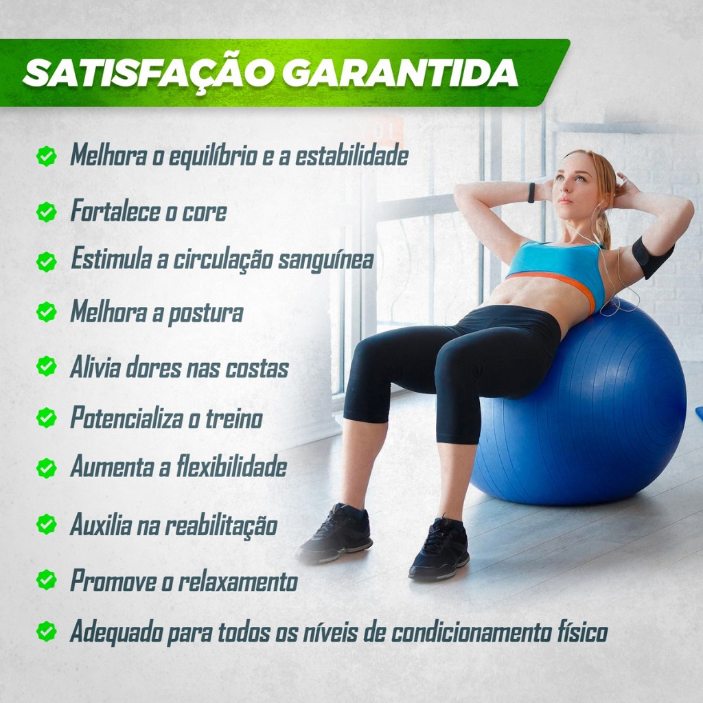 Bola De Pilates Suíça Fisioterapia 65cm Ginastica Yoga Treino Exercício