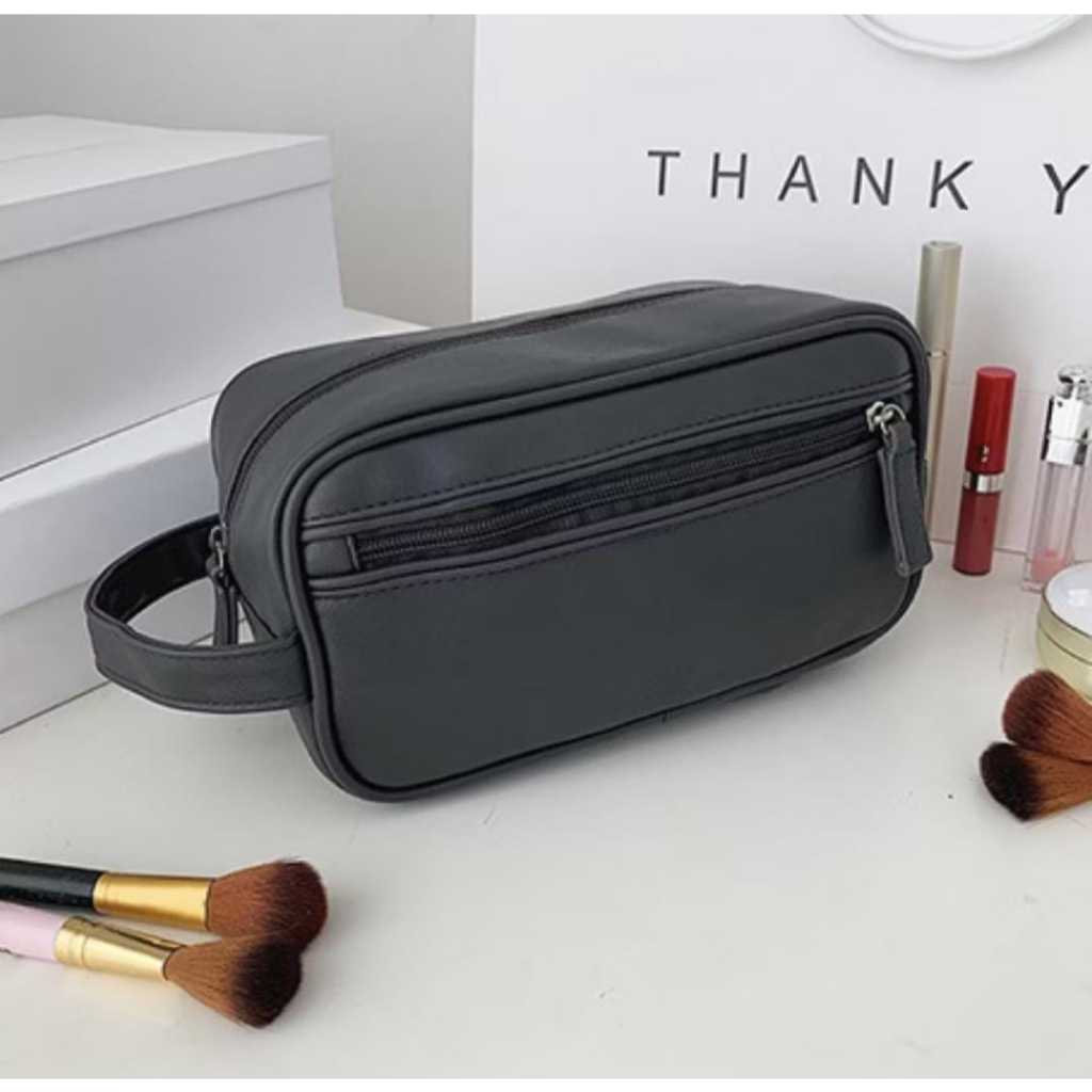 Nécessaire Bolsa de Mão Masculina  de Couro Ecológico Super Estilo Moderno Despojado em Oferta na Shopee