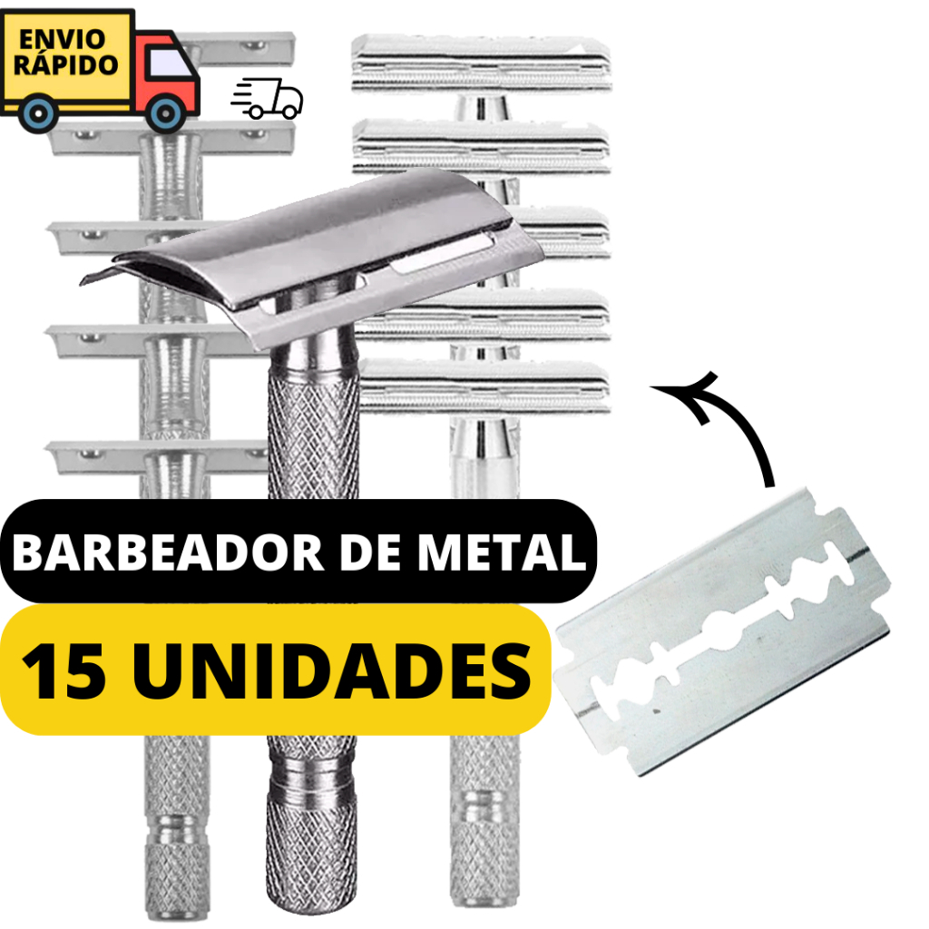 Kit 15 Aparelho De Barbear De Metal Durável E Acompanha 15 Lâminas de Barbear Para Rosto E Corpo