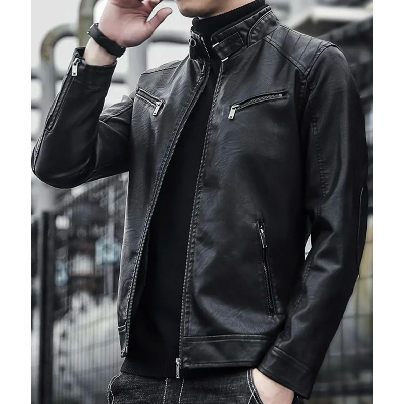 Jaqueta de Couro Masculina para Motoqueiro Elegância Resistente e Durável