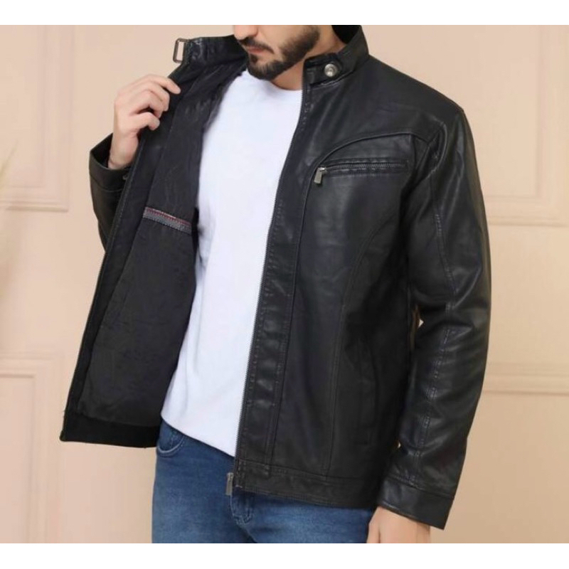 Jaqueta de Couro Masculina Preta Resistente Confortável e Estilosa Pronta Entrega