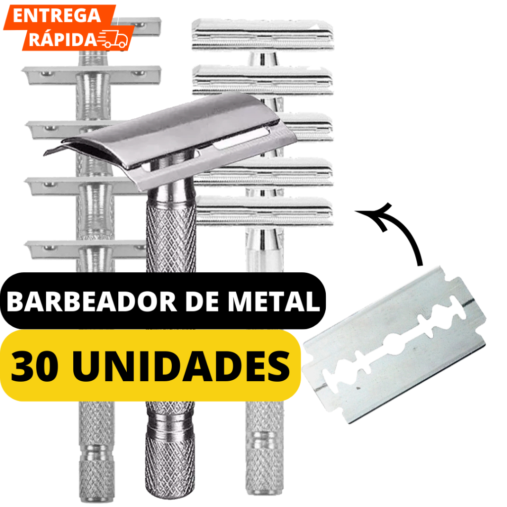 Kit 30 Aparelho De Barbear De Metal Durável E Acompanha 30 Lâminas de Barbear Para Rosto E Corpo