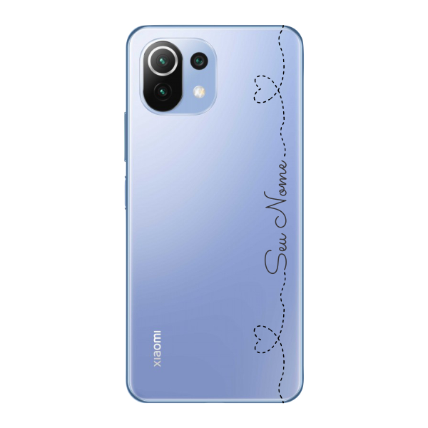 Capinha para Xiaomi Mi 11 Lite Anti Impacto Personalizada - Nome na lateral e fundo transparente