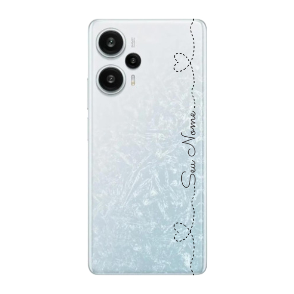 Capinha para Xiaomi Poco F5 Anti Impacto Personalizada - Nome na lateral e fundo transparente