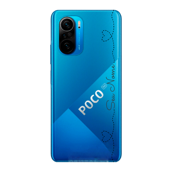 Capinha para Xiaomi Poco F3 Anti Impacto Personalizada - Nome na lateral e fundo transparente