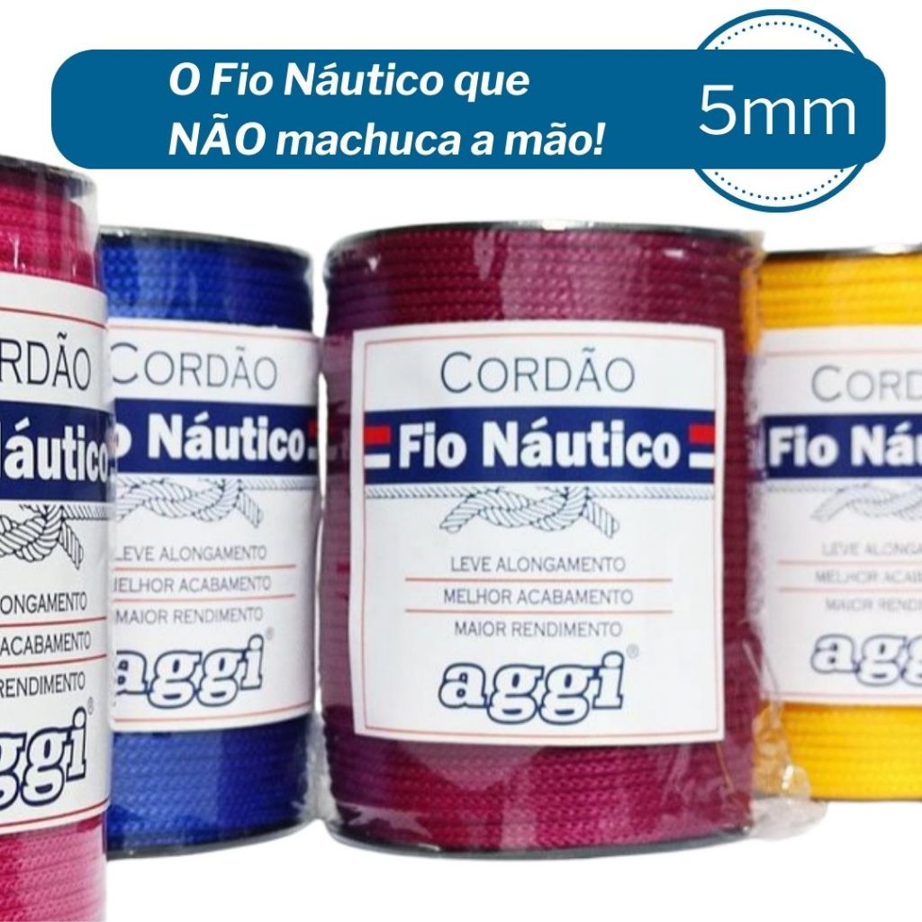 Fio Náutico Premium 5mm PP AGGI 500g 230 metros Bolsas Crochê Macramê em Oferta na Shopee