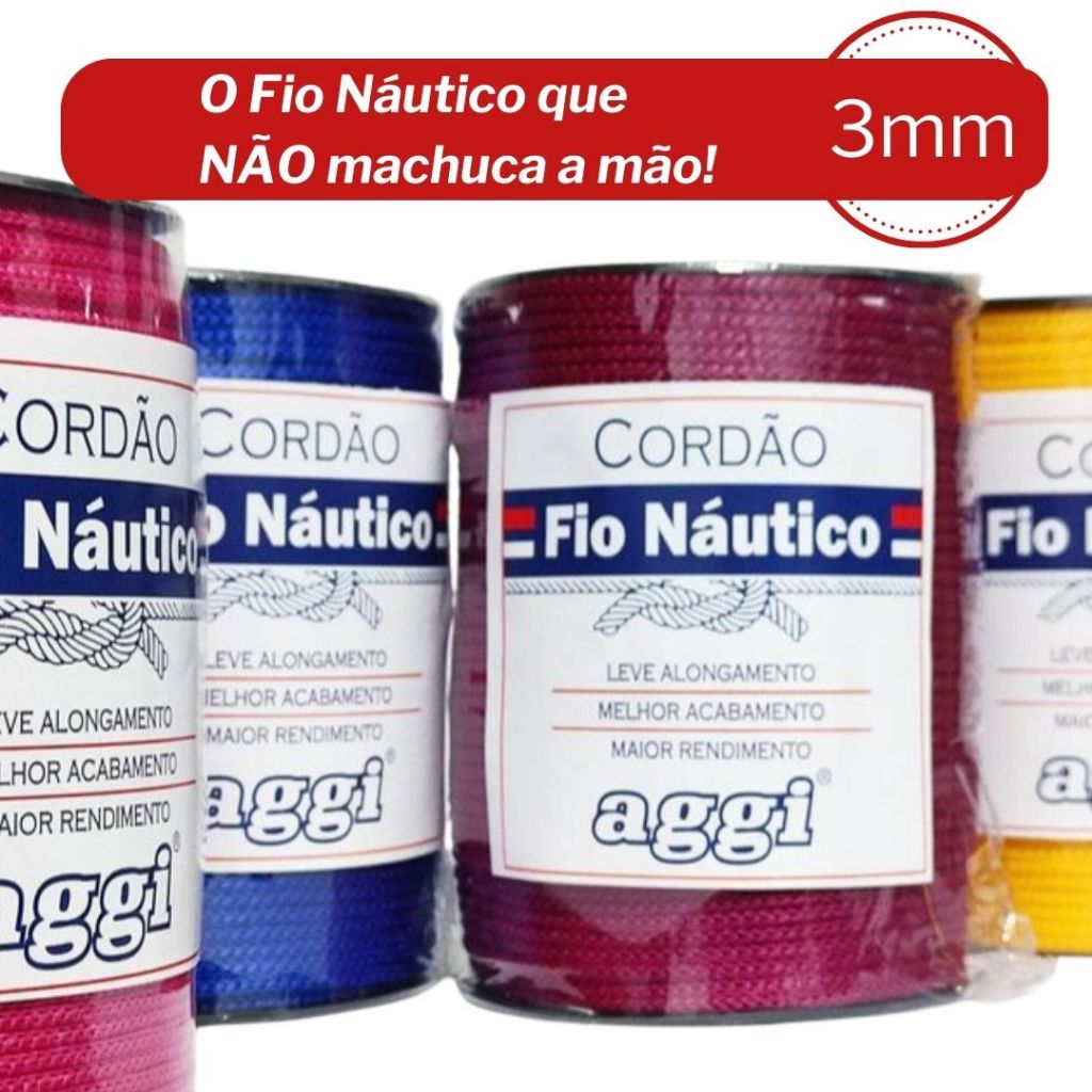 Fio Náutico Premium 3mm PP AGGI 500g 285 metros Bolsas Crochê Macramê em Oferta na Shopee