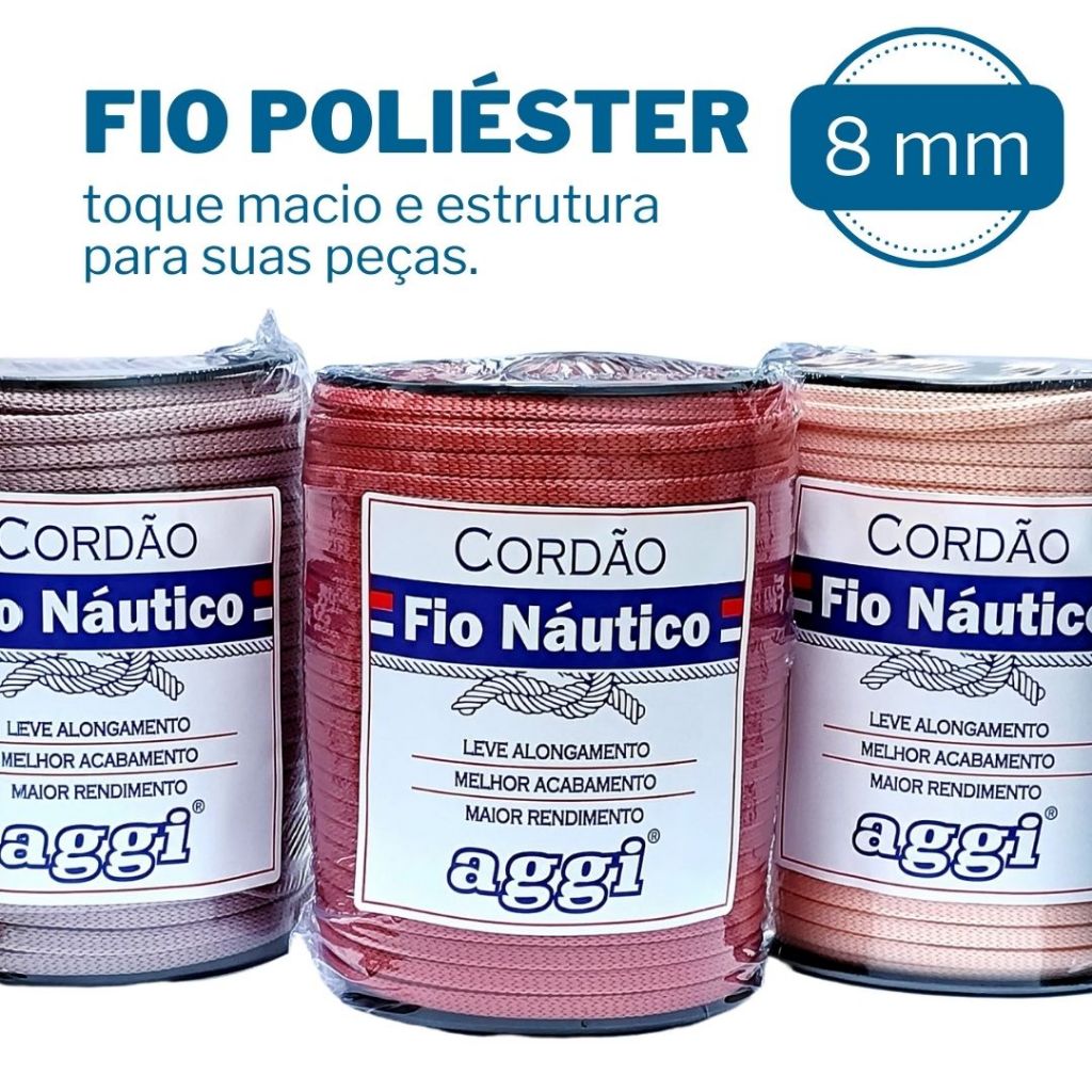 Fio Náutico Premium Poliéster 8mm AGGI Bolsas Crochê Macramê