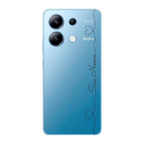 Capinha para Xiaomi RedMi Note 13 4G Anti Impacto Personalizada - Nome na lateral e fundo transparente