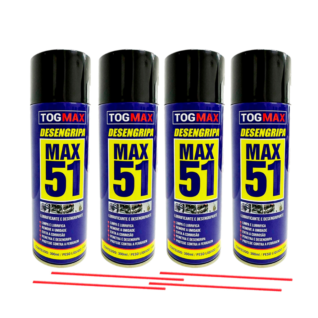 Desengripante 300ML Max 51 Limpa Proteje Lubrifica Evita Corrosão TogMax Lubrificação Desengripante 300ML Max 51 Limpa Proteje Lubrifica Evita Corrosão TogMax Lubrificação