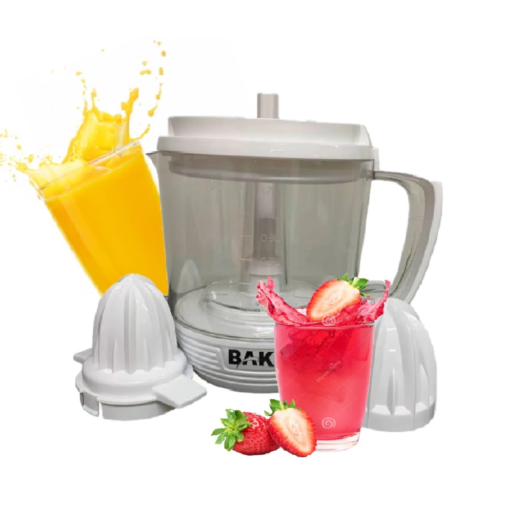 Espremedor Elétrico de Frutas 1,2L Potente BAK 110V OU 220V Suco Natural Prático com 2 Cones Adaptavel