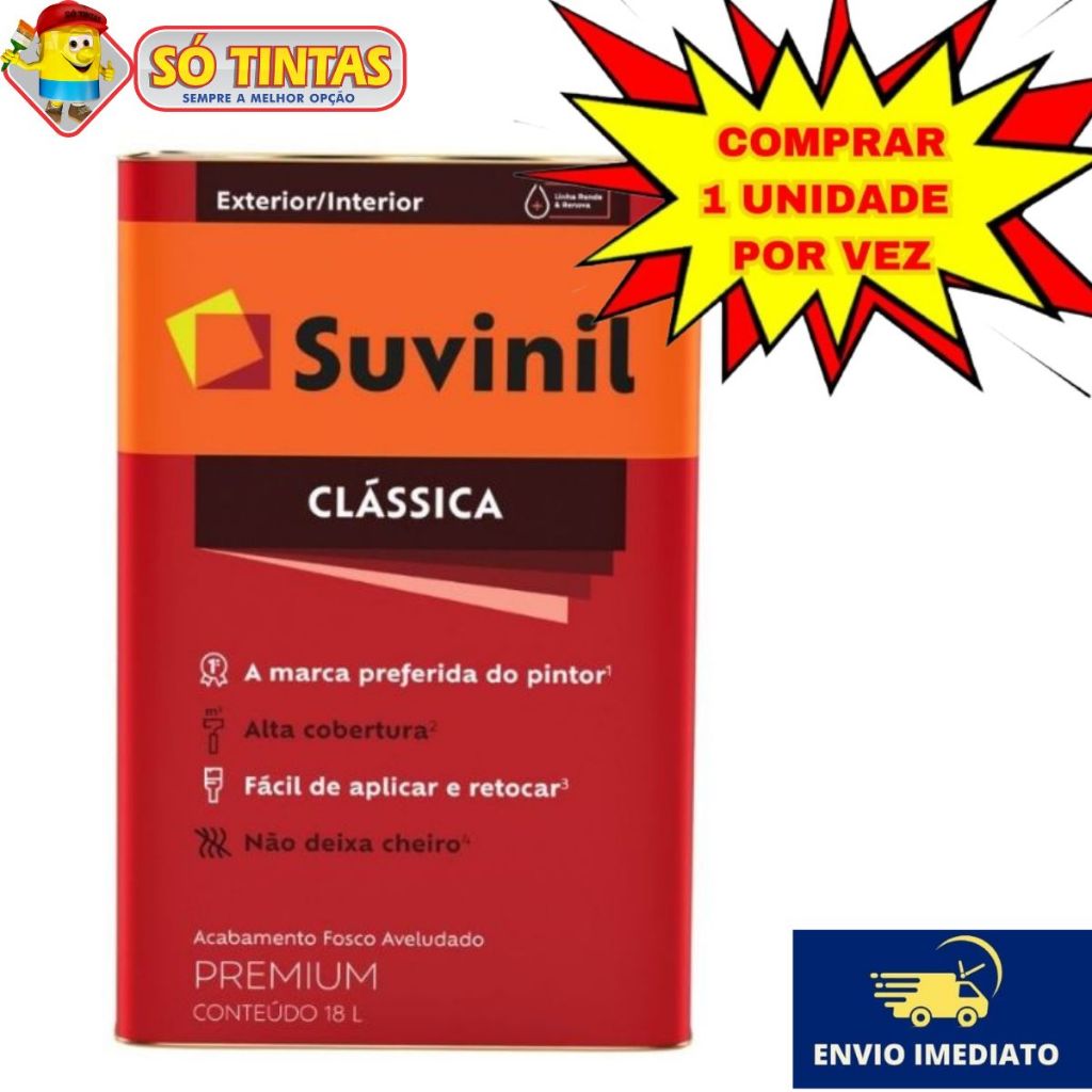 Tinta Acrílica Clássica Premium LAVÁVEL PVA Suvinil 18 Litros Areia em Oferta na Shopee