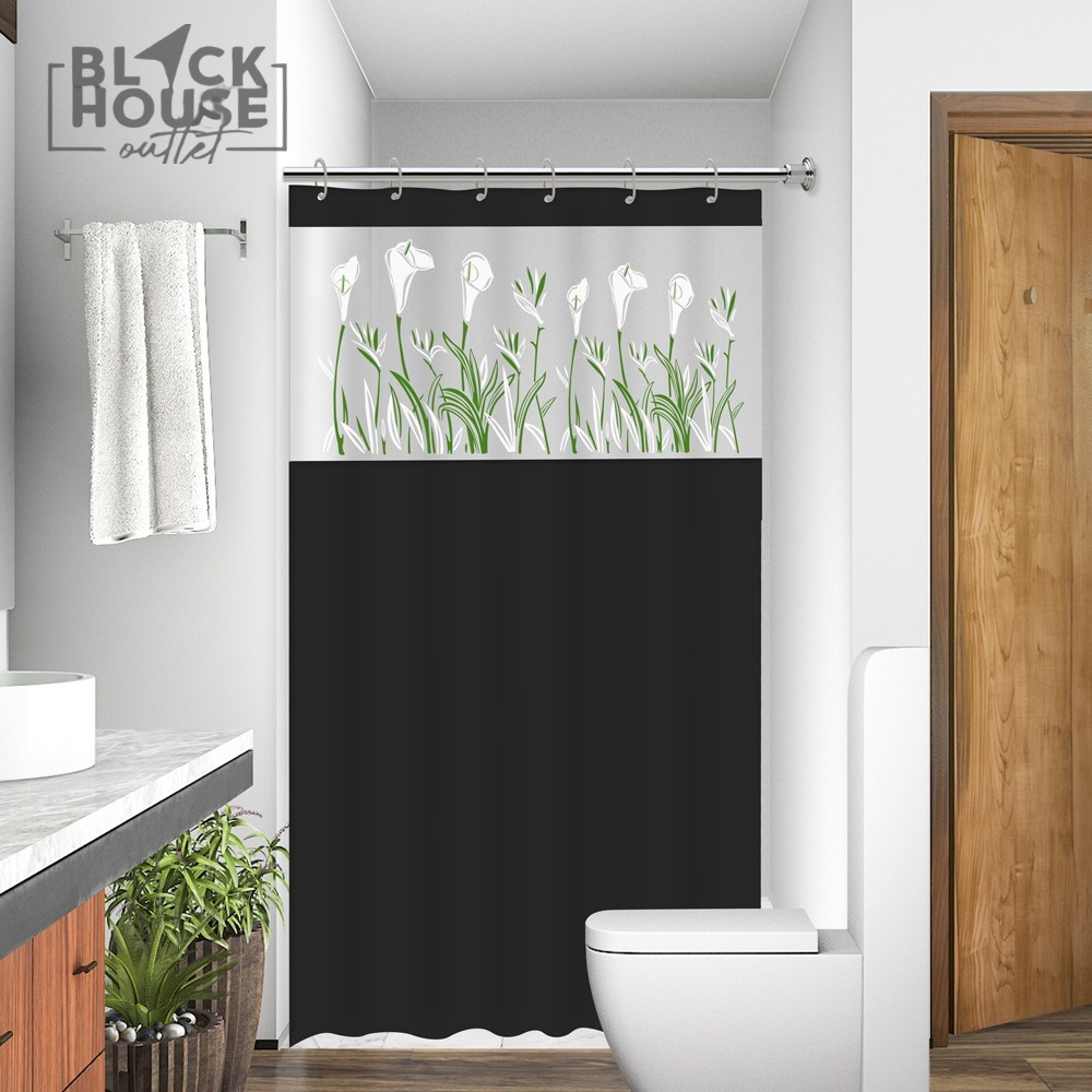 Cortina Box em PVC Estampada Para Banheiro Anti Mofo Com Ganchos