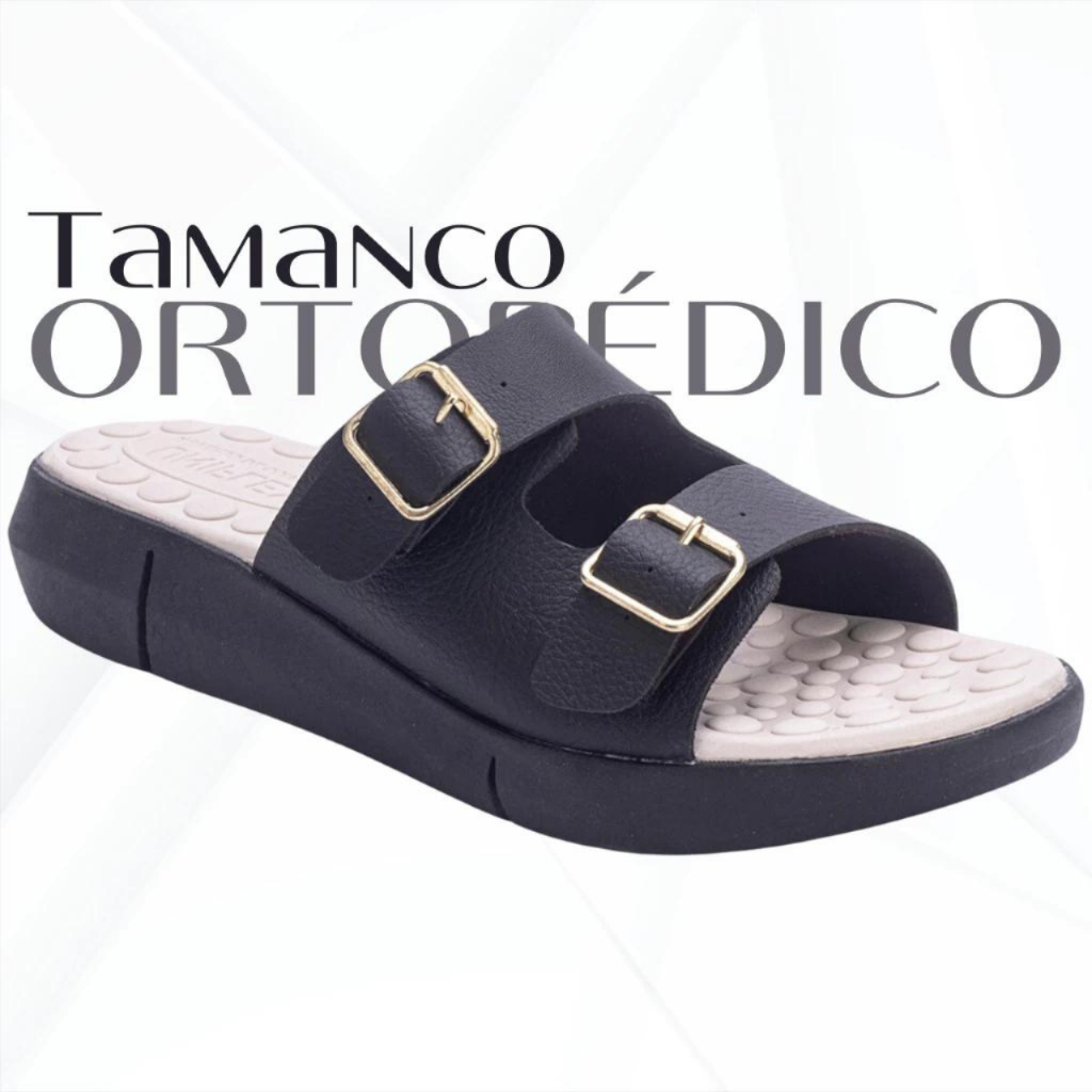Sandalia Tamanco Ortopedico Confortavel Leve Anabela Palmilha Massageadora Esporão Fascite Plantar