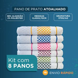 Kit 8 Pano de Copa Gourmet Atoalhado Grosso em 100% Algodão em Oferta na Shopee