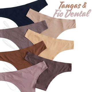 Kit 10 Calcinhas Sem Costura Corte A Laser e Não Marca Tanga Fio Dental e Conforto