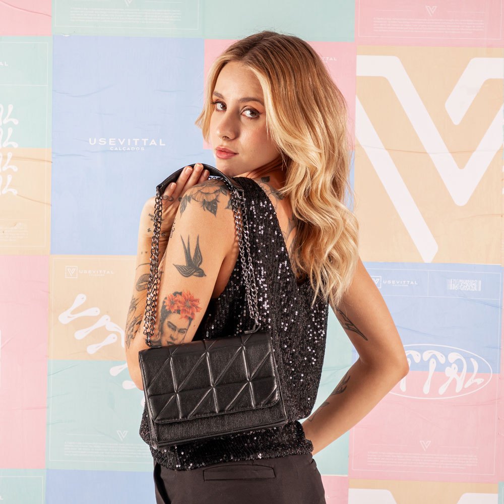 Bolsa Feminina Couro Legitimo Vittal Aline Alça Correntes - Women Bags