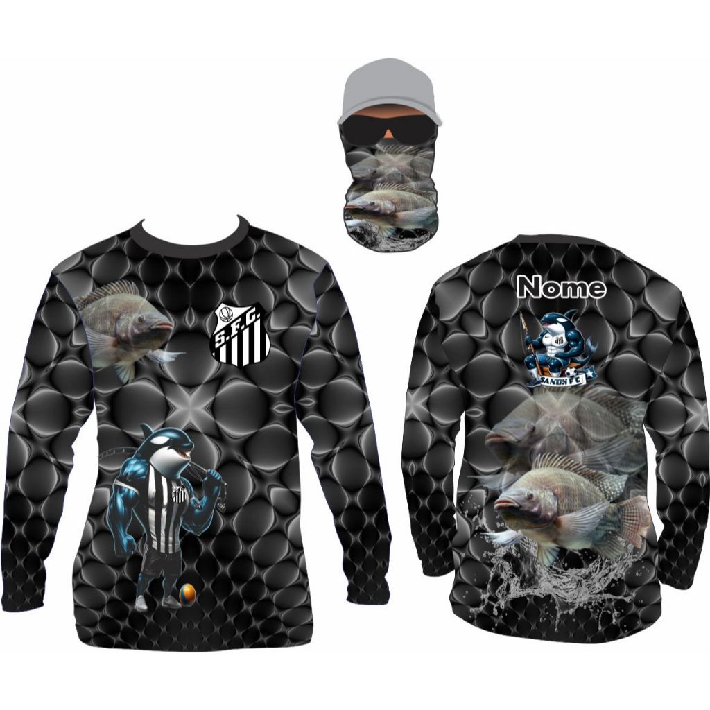 camiseta de pesca uv50 tilapia e traira nome gratis e bandana ref203 em Oferta na Shopee