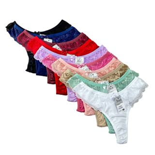 Kit Tangas Fio Duplo Microfibra Romântic e Renda Poliamida Thaiane em Oferta na Shopee