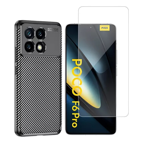 Capa Capina Carbon Para Xiaomi Poco F6 Pro + Pelicula Hydrogel