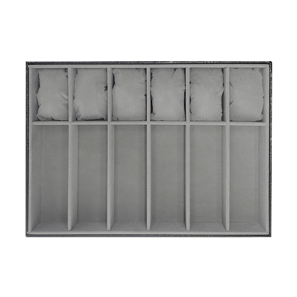 Bandeja Para Organizar 6 Óculos E 6 Relógios Preto Com Interno Cinza