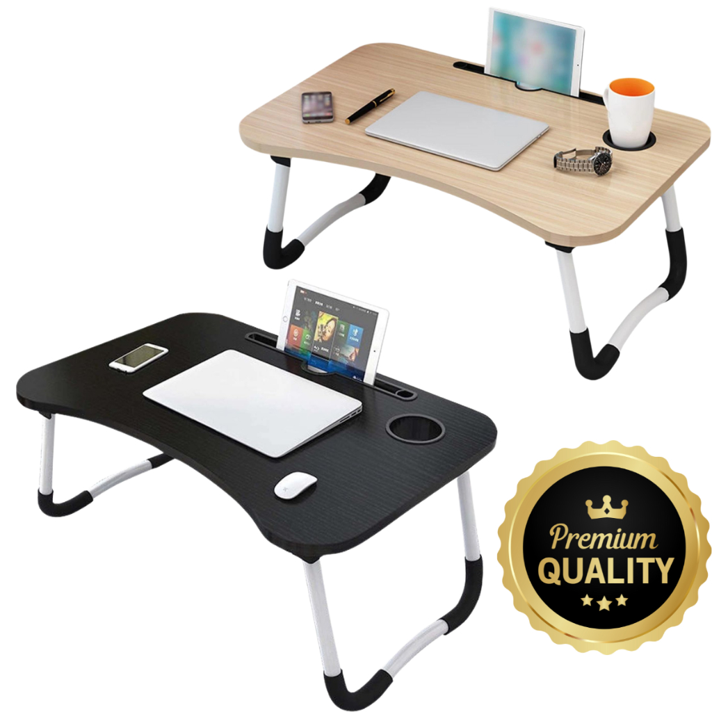 Mesa Dobrável Portátil P/ Notebook Home Office Cama Refeição Com Porta Copo em MDF