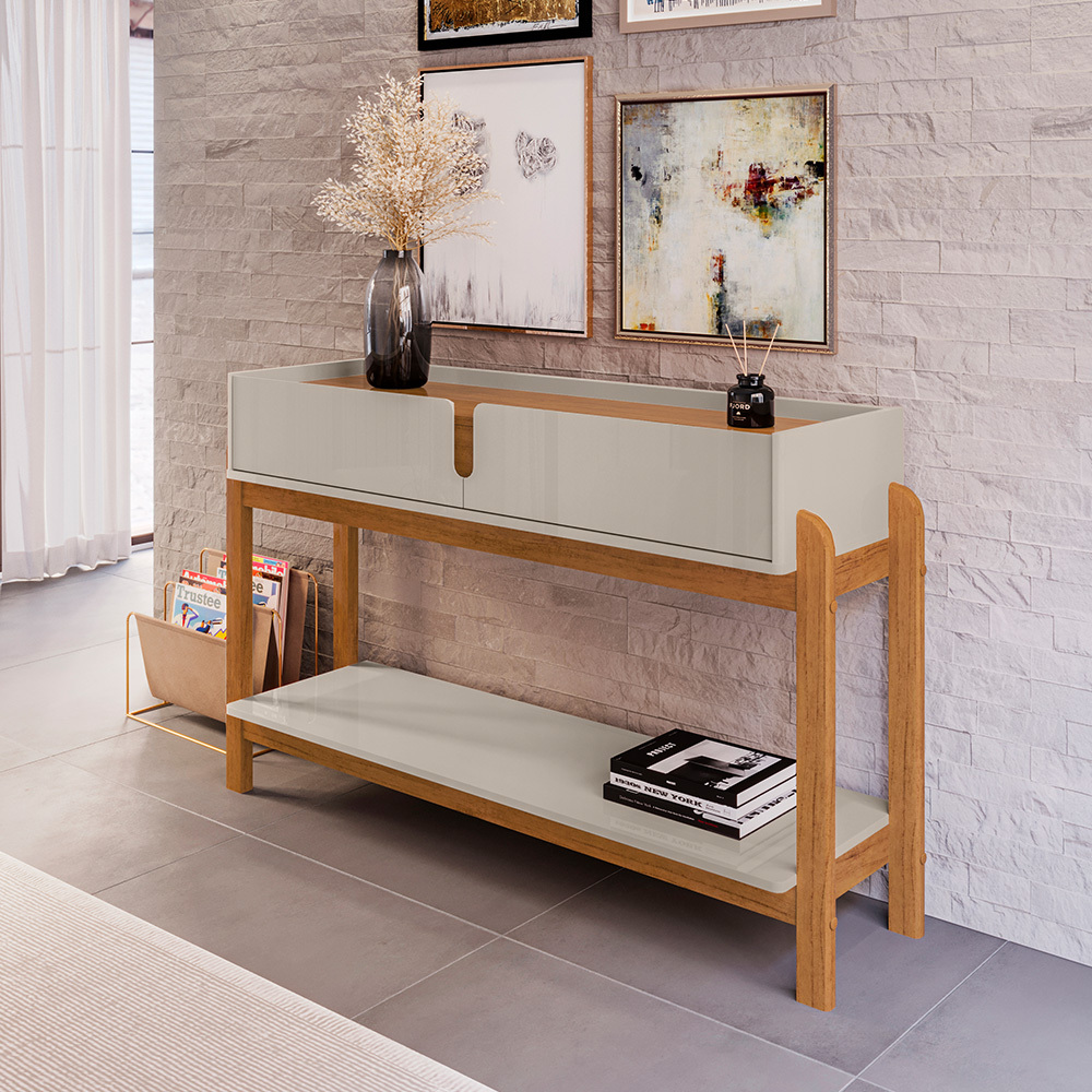 Aparador Buffet Lizz com 2 Gavetas e Pés de Madeira Maciça em Oferta na Shopee