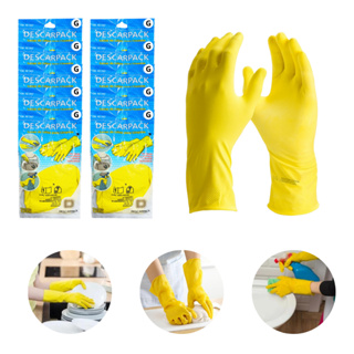 Luva AmarelaTamanho G Látex Forrada Multiuso Louça Limpeza C/10 Pares em Oferta na Shopee