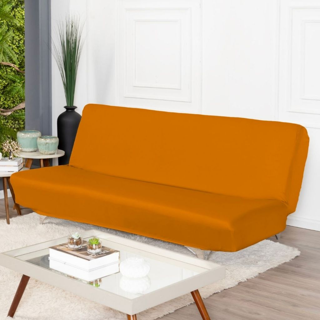 Capa de Sofá Sem Braço Elástica Fundas de Futon Protetor Sofá Cama Malha Gel Lisa Costura Reforçada