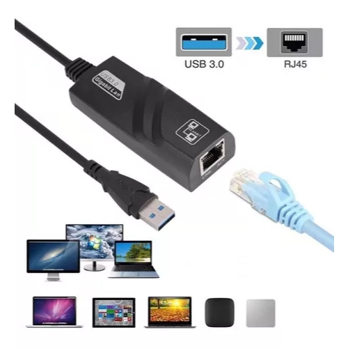 Adaptador Cabo Ethernet Rj45 Lan Rede Usb 3.0 Gigabit 10/100/1000 - Usb 3.0 Lan