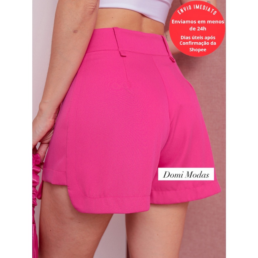 Domi Modas Short Feminino Alfaiataria Modelo Cargo com Detalhe na Coxa 9260