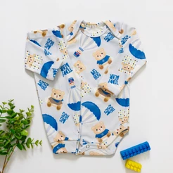 Conjunto Bebê Suedine Antialérgico Pagão Body e Calça Longo Urso Balão