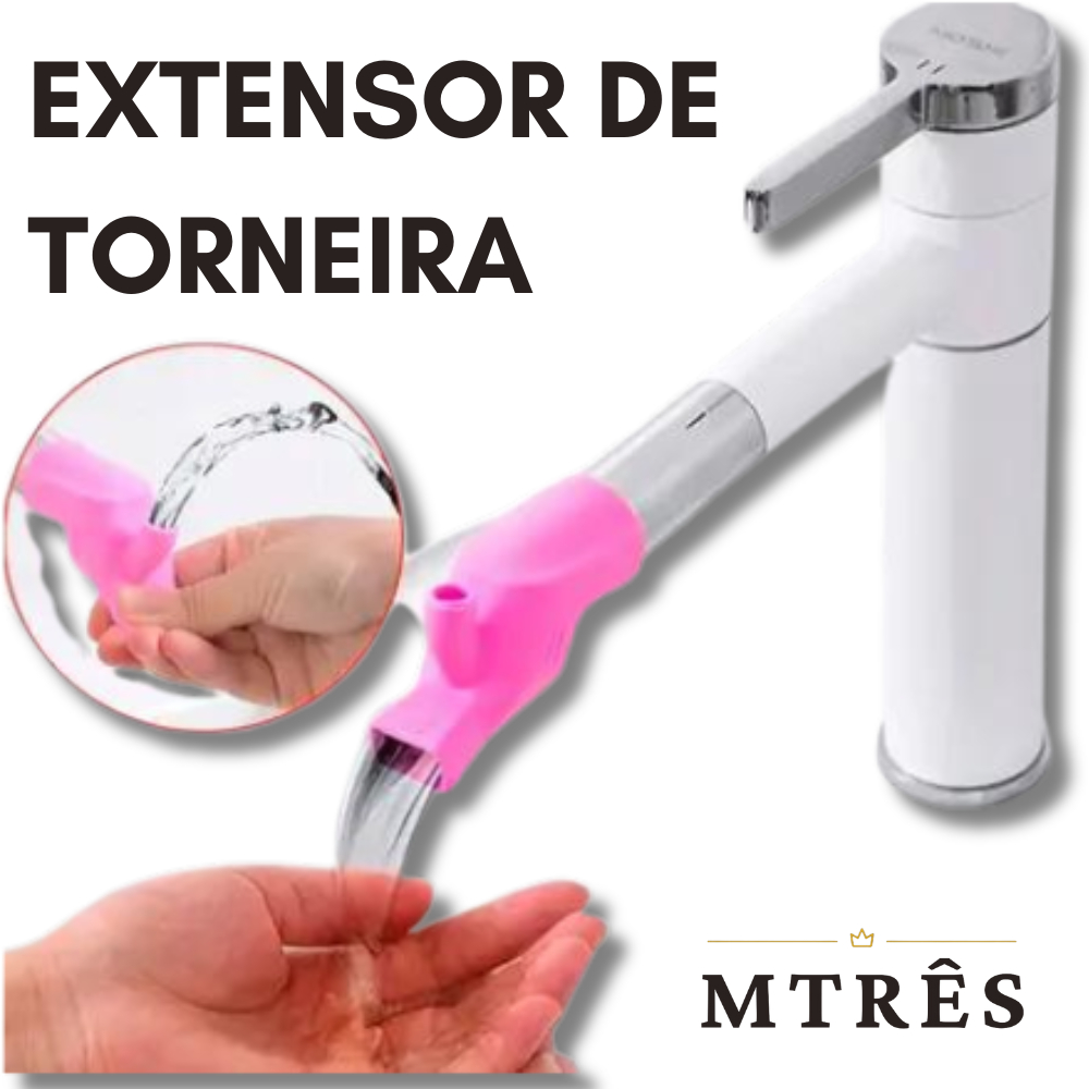 Extensor de Torneira Silicone 2 Saídas Bebedouro Ponteira de Bica Criança Água Filtro Rosa e Azul