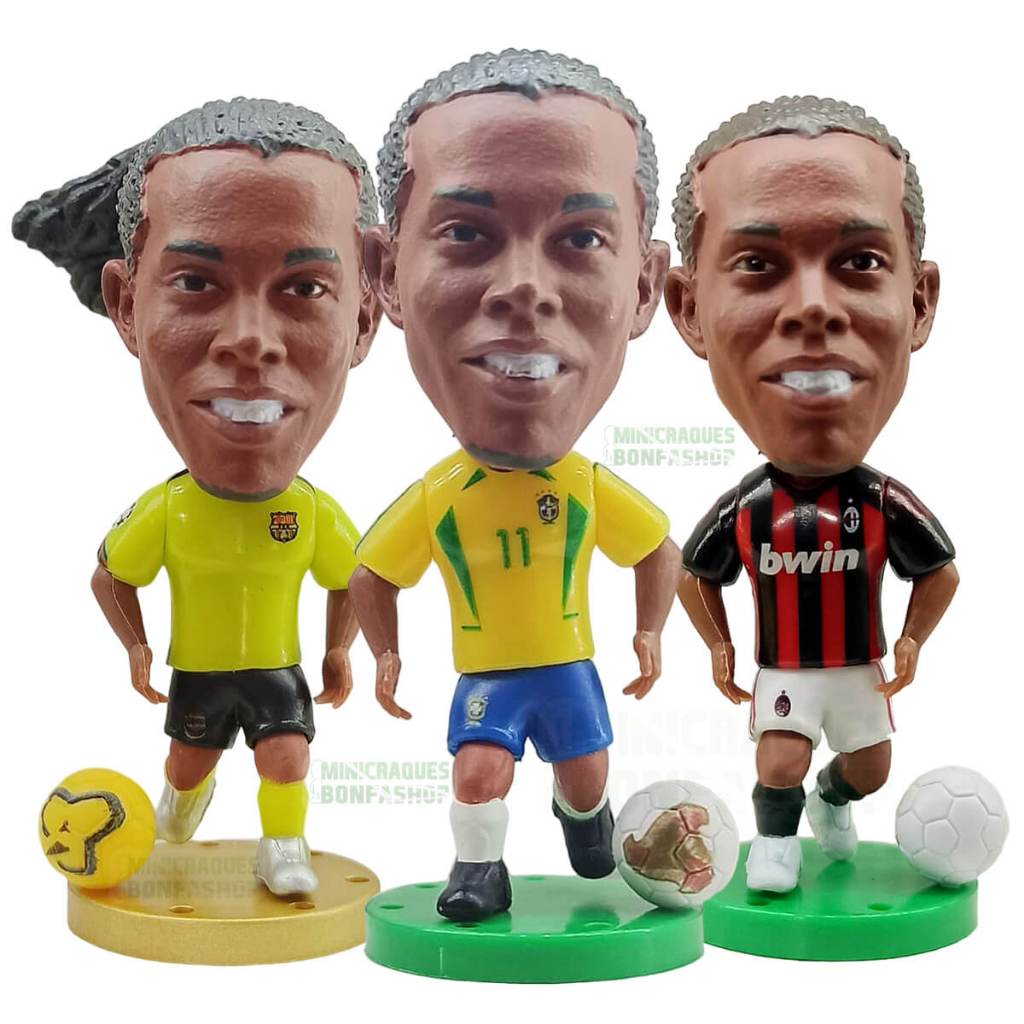 Mini Craque Ronaldinho Gaúcho - Barcelona, Brasil, Milan - Miniatura Minicraque Futebol Colecionável - Escolha o seu!