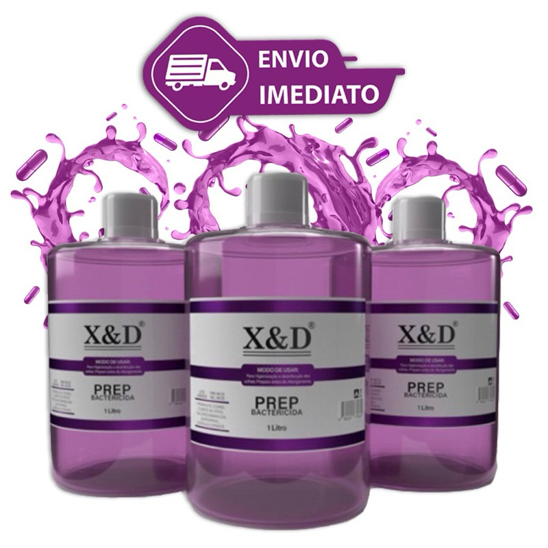 Kit 3 Prep X&D Bactericida 1Litro Original para cuidado das unhas