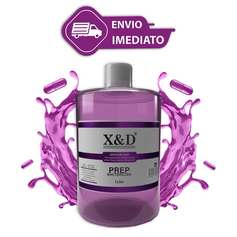 Prep Bactericida X&D 1Litro Original - para cuidado de unhas Uso Profissional