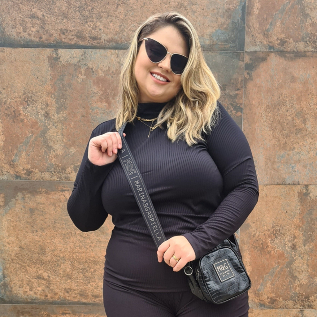 Cacharrel Plus Size Feminina Blusa Gola Alta Canelada Inverno 1209-C2