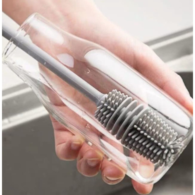 Escova De Silicone Para Lavar Garrafa Mamadeira Copo Taça Ou Banheiro Em Casa Cozinha Limpeza Multiuso Com Cabo