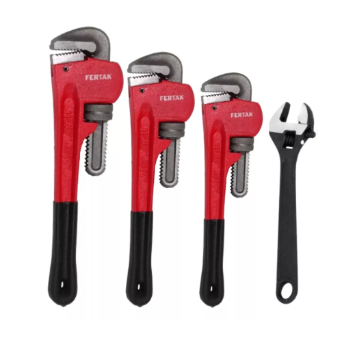 Kit 4x Chaves Grifo Cano Tubo 24 18 14 Polegada + Chave Inglesa  Ajustavel 10