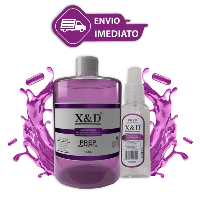 Kit Prep Bactericida X&D 1Litro com Refil 120ml Uso Profissional