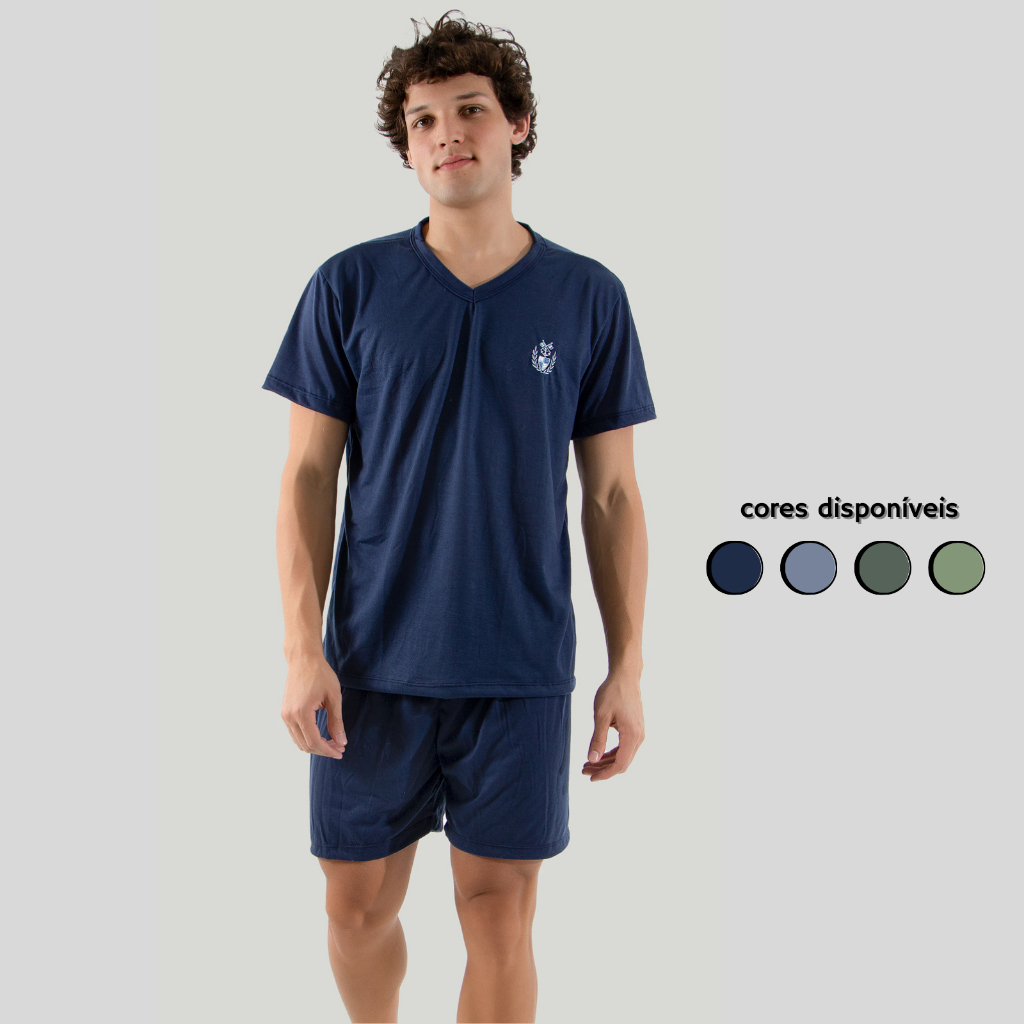 Pijama Masculino Malha Curto Verão Confortável