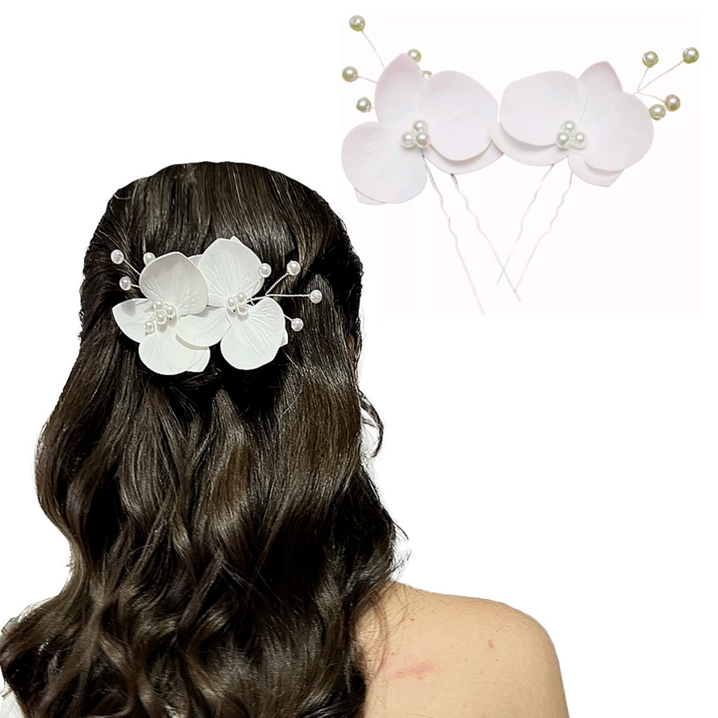 Grinalda Grampo Cabelo De Noiva Arranjo Orquídea Enfeite A56 em Oferta na Shopee