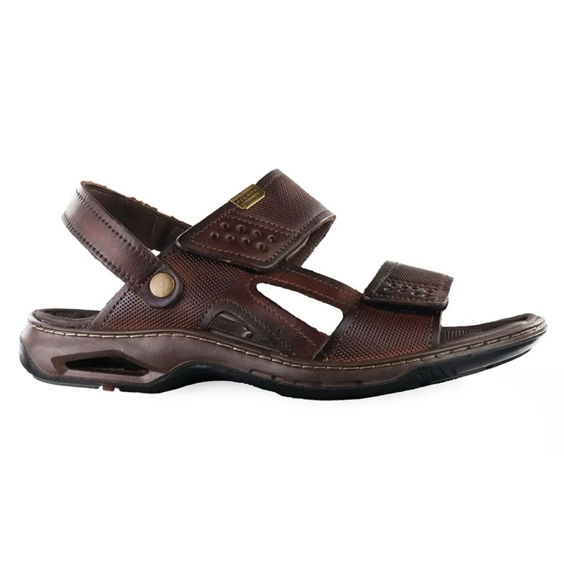 Sandália Pegada Masculino Couro com Velcro